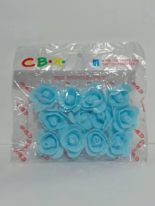 FLOR ROSA MEDIANA DE TELA TURQUESA CBXx144 2001 (10)