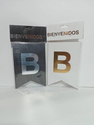 Banderin Con Stamping Bienvenidos Negro/ Blanco