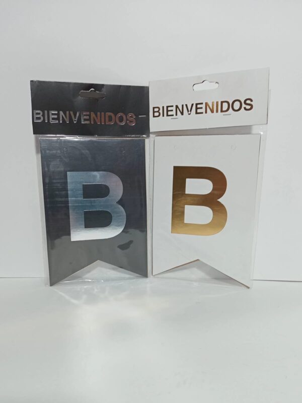 Banderin Con Stamping Bienvenidos Negro/ Blanco