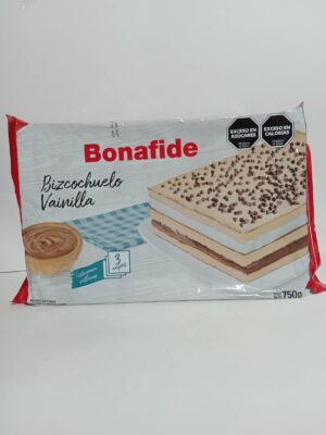Bizcochuelo Bonafide Rectangular 3 Capas Vainilla X750Gr 902273
