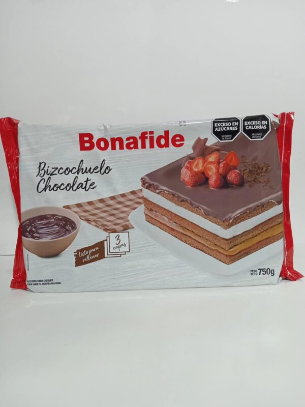 Bizcochuelo Bonafide Rectangular 3 Capas Chocolate X750Gr 902272