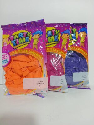 Globo Party Time Liso 9" Naranja X50