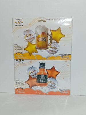 Kit Globos Deco Botella "Aged To Perfeccion" Happy Birthday 5 Piezas ( Apto Helio) X1