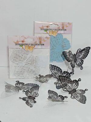 APLIQUE MARIPOSA ESTAMPADA CALADA 3D PARA TORTAS ADHESIVA (12unidades) x1 YJ0749