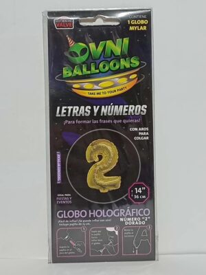GLOBO OVNI METALIZADO 14" DORADO Nº 2 x5 (NO APTO HELIO)