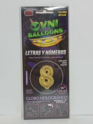 GLOBO OVNI METALIZADO 14" DORADO Nº 8 x5 (NO APTO HELIO)