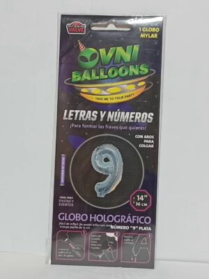 GLOBO OVNI METALIZADO 14" PLATEADO Nº 9 x5 (NO APTO HELIO)