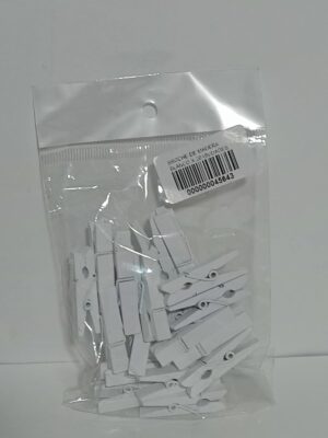BROCHE DE MADERA MEDIANO BLANCO X 20 UNIDADES