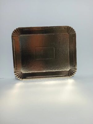 BANDEJA CARTON RECTANGULAR DORADA Nº4 1kg (23X20cm)10u.