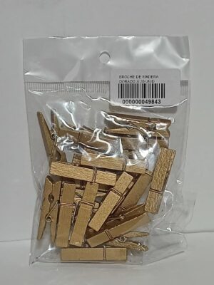 BROCHE DE MADERA MEDIANO DORADO X 20