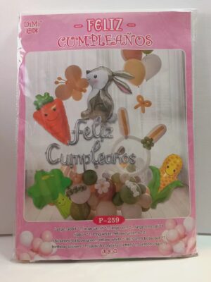 KIT GLOBOS PREMIUM CONEJO Y VERDURAS 49PZS