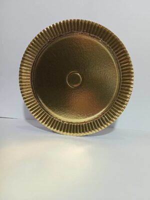 BANDEJA CARTON REDONDA DORADA 26cm