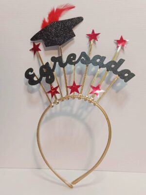 VINCHA FRASE EGRESADA ORO/PLATA x1