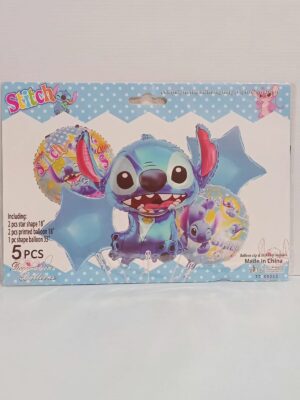 KIT GLOBOS PERSONAJE STITCH 5 PIEZAS  x 1