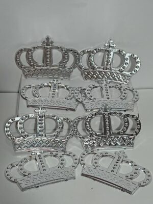 APLIQUE CORONA GRANDE PLATEADA x 24 u.