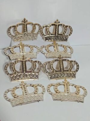 APLIQUE CORONA GRANDE DORADA x 24 u.