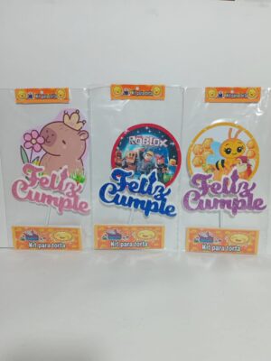 ADORNO PINCHE GOMA EVA FELIZ CUMPLE CAPIBARA/VARIOS x4 U NISSI