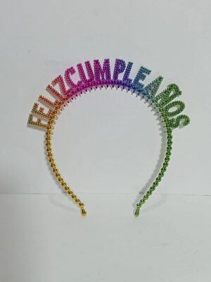 VINCHA FELIZ CUMPLEAÑOS PERLITAS DEGRADE x1