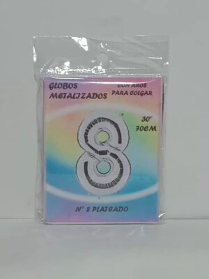GLOBO JB METALIZADO 30" PLATEADO Nº 8