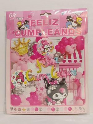 KIT GLOBOS PERSONAJE PREMIUM KUROMI 69 PZS x1